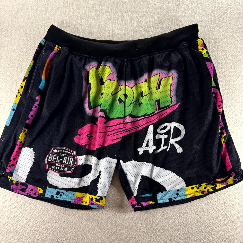 Headgear Classics Fresh Prince Shorts Mens 2XL Black Neon 90s Retro Streetwear